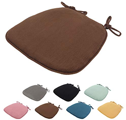 SWECOMZE 2 Stück Sitzkissen Stuhl 43x41x35cm - Sitzauflage Auflage Polster Stuhlkissen Sitzpolster mit Bändern Gartenstuhl (Kaffeefarbe)