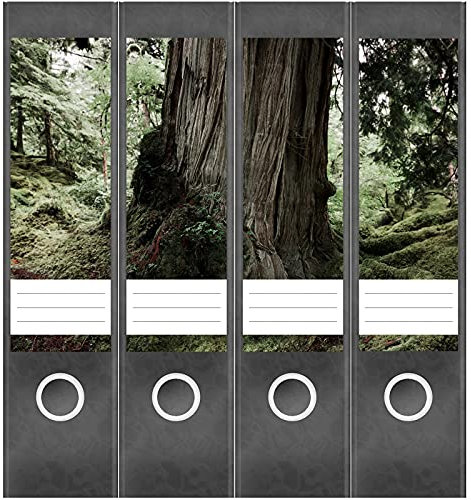 Etiketten für Ordner | Mystischer Baum | 4 breite Aufkleber für Ordnerrücken | Selbstklebende Design Ordneretiketten Rückenschilder