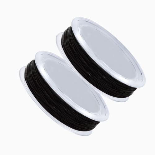2 Pcs 0.8mm Fil élastique, Fil de Caoutchouc de Fil de Bijoux Élastique, Corde Élastique à Perles, pour DIY, Bracelets et Artisanat(Noir)