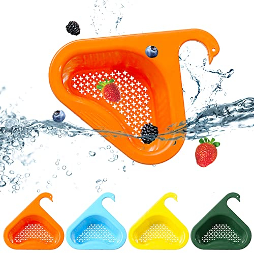 DUGEHO Dreieckiger Filterkorb für Spülbecken,Spülbecken Sieb,Spülbecken Organizer,Waschbecken Filterablage Für Gemüse/Obst Küche Sieb Teesieb (4 Colors)