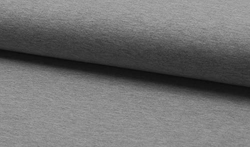 French Terry Stoff - Sommersweat, Grau Melange als Meterware zum Nähen, 50 cm