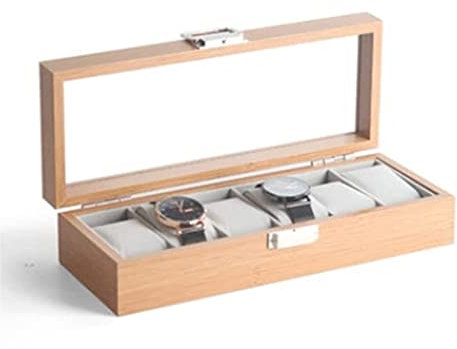 Uhrenbox Uhrenrolle Uhrenetui Uhrenhalter Damen- Und Herren-Quarz-Schmuck-Aufbewahrungsbox Für Mechanische Uhren Mit Transparenter Oberer Abdeckung Uhrenaufbewahrung (Color : A, Size : 6 bit)