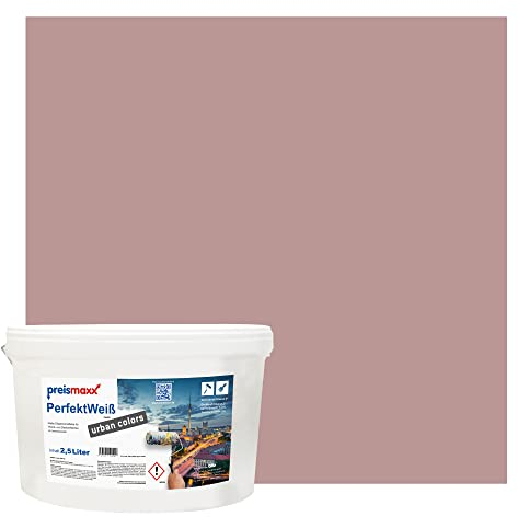 Preismaxx Perfektweiß urban colors, bunte Wandfarbe, rot, rosenholz, rosewood 2,5L, Innenfarbe, hohe Deckkraft Klasse 2, matt