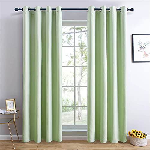 GREATOYAR Cortinas Opacas Térmicas Aislantes, Juego de Cortinas, 1 Panel, Cortinas para Salón Habitación Oficina, Acustica y Antiruido, Cortina Protección Solar y Anti Luz, 140x260cm, Verde Claro