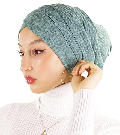 Hijab Turban für muslimische Frauen, genäht, Netzstoff, Smaragdgrün, One size