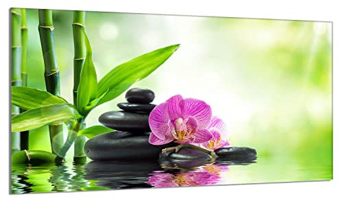 Herdabdeckplatte 90x52 cm 1-teilig Ceranfeldabdeckung Induktion Herdschutz Spritzschutz Glasplatte Deko Schneidebrett, Orchidee Violett