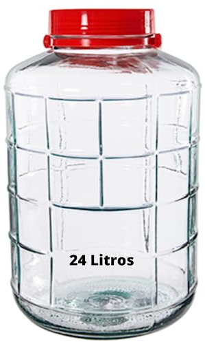 Bote de Cristal de 24 Litros - Garrafa Grande de Vidrio de 24 Litros - Bote de Cristal Grande para Alimentos Humedos y Secos, Encurtidos, Artículos... - Bidón de Vidrio Resistente - Sin Asa