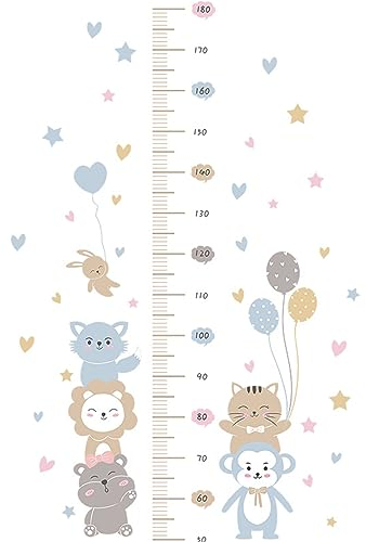 Herfair Kinder Höhe Diagramm Wandtattoo, Messlatte Baby Tiere Höhe Messen Diagramm Wandaufkleber Wandsticker Abnehmbar DIY Wandsticker für Kinderzimmer Decor (Wandtattoo Waldtiere)