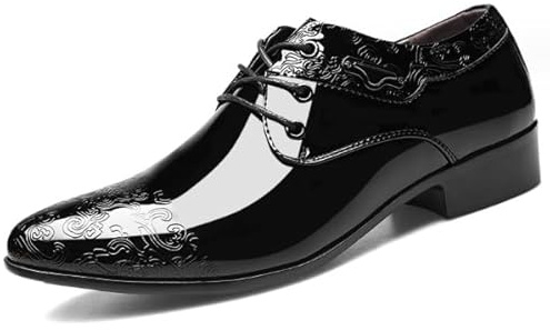 Men's Dress Shoes Pointed Oxfords Patent Leather Shoes Business Derbys Shiny Party Shoe Casual Brogues Tuxedo Shoes 11uk