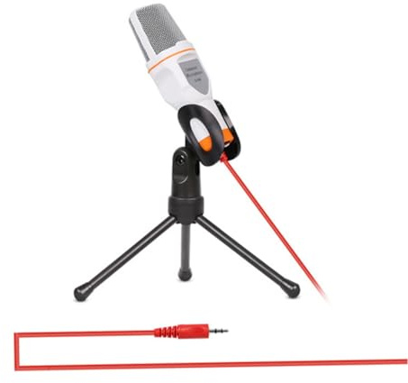 GOOHOCHY Microfono Condensatore Bianco Con Supporto e Clip Per e Karaoke Design Portatile Per Pc e Laptop Con Cancellazione Del Rumore e Risposta Frequenza Ampia