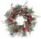 Enyhom Couronne de porte d'entrée de Noël de 50 cm avec pommes de pin rouges artificielles pour porte d'hiver, couronne de porte d'hiver, couronne de pin à suspendre pour maison, porte, fenêtre,