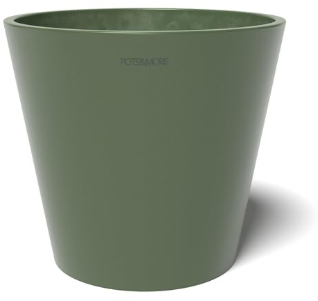 POTS&MORE Maceta Conico 20 (20 cm de diámetro, Forma Redonda, Color Verde Oliva, Altura 18 cm, Maceta de plástico, para Plantas de Interior) VP012004