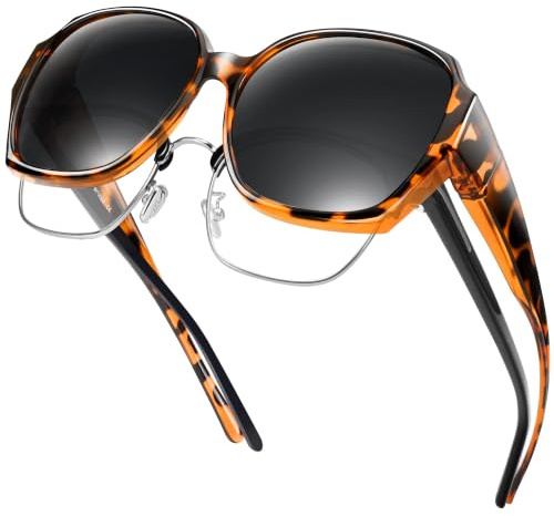 URUMQI Überzieh Sonnenbrille für Herren Damen | Polarisiert TR90 Rahmen Sonnenbrille UV-Schutz Überbrille für Fahren