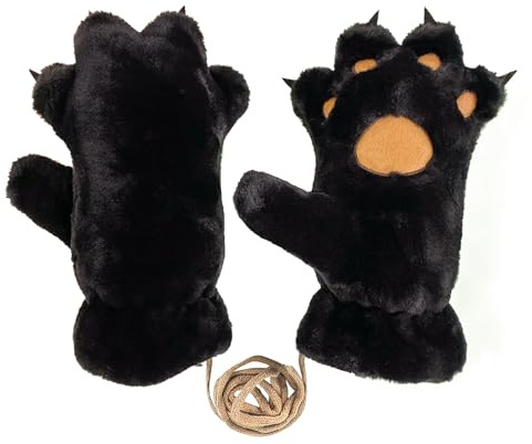 AffeGifts Katttass-Handskar, Varma Plysch Björn Tassar Fluffiga Therian för Kvinnor Tonårsflickor - Katt Cosplay