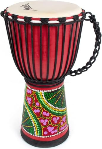AKLOT Djembe Drum 10 inch African Hand-Carved Bongo Congo Drum 10'' x 20'' Solid Mahogany Goatskin Drumhead Casual Colors and Patterns