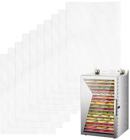 Fogli Disidratatori in Silicone, Tappetini Disidratatore Frutta, Pellicola di Essiccazione per Essiccatore, Fogli Disidratatore per Essiccare, per Essiccatoi Alimentari e Frutta, 10 Pezzi, 28.5x20cm