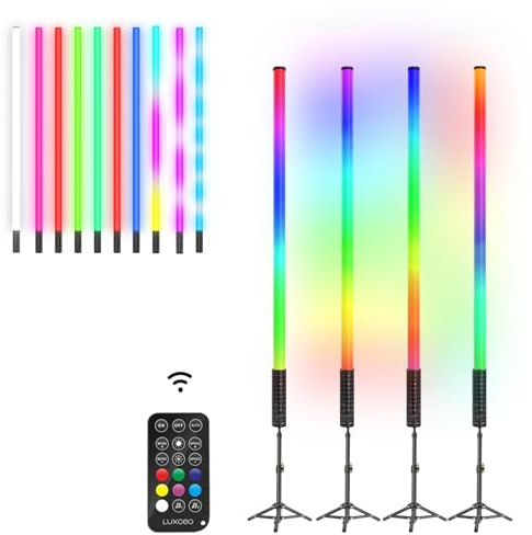 4 Stück LED Video Lichtstab 85 cm Mit ausziehbarem Stativ,LED Handheld Fotografie Lichtdimmbar und Speicher,Eingebauter Akku 5000 mAh,RGB-Fotolampe für YouTube,Spiel-Streaming,bar,Foto-Beleuchtung