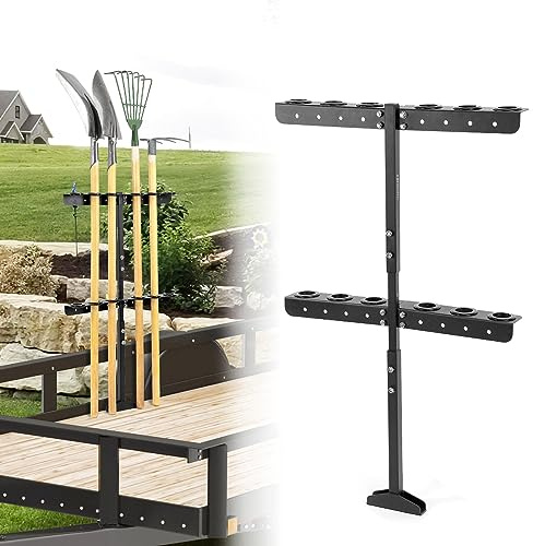 KEMIMOTO Enhanced Landscape Hand Tool Rack, Upgraded Reinforced Heavy-Duty Steel Trailer Shovel Racks for Lawn Equipment with 6 Holes Compatible with Truck, Trailer, Mower, and UTV