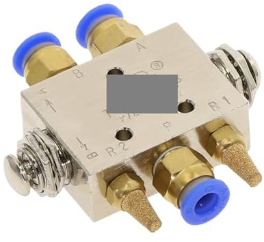 SSOPTMCB Reset Pneumatic Mechanical Valve TAC2-41PP Exhaust Valve 2 Position 5 Way 1/8 Thread Spring Button Switch Valve Fittings(TAC2-41PP-PC6MM)