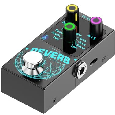 Harilla Gitarren-Reverb-Effektpedal, Reverb-Pedal mit 9 Modi, LED-Anzeige, True, Mini-Gitarrenpedal für Bass-Konzerte