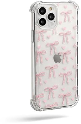 OLIVIA'S PHONES Cases For iPhone 15 Plus + (6.7) Clear Baby Pink Bows Love Hearts Pattern Gel Tough Protective Smartphone Case Cover