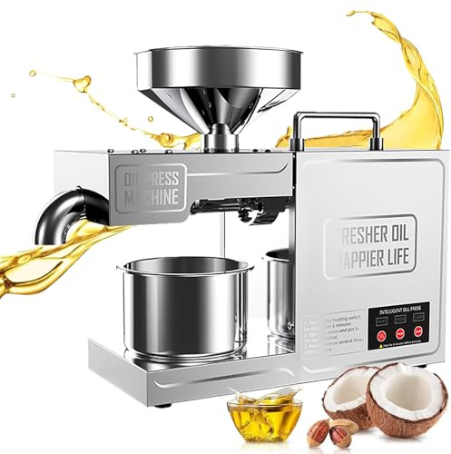 Prensa de Aceite, (No apto para prensar aceite de oliva) MáQuina de Aceite de Soja de 820 W, MáQuina de Prensado en FríO y Caliente de Aceites de Semillas de Nueces
