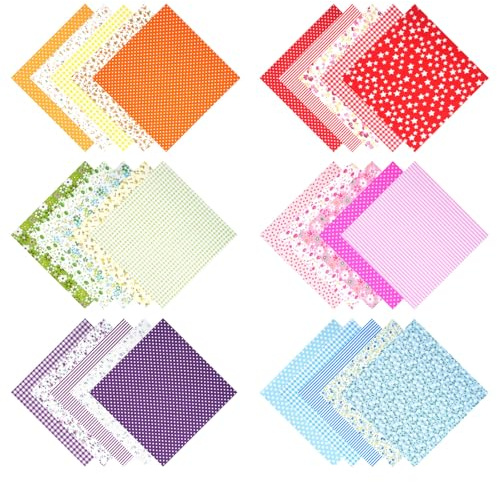30 Stück Stoffreste zum Basteln, 20x20cm Bunt Patchwork Baumwolle Stoff | Zufällige Farbe Verschiedene Blümchen Muster Bedruckter Stoffpakete,DIY Kinderstoffe Patchwork zum Nähen, Fabrics for Sewing