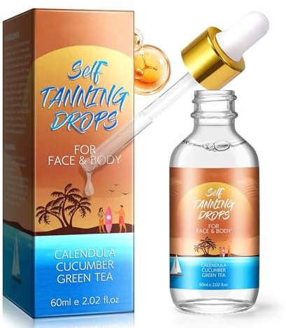 Self Tanning Drops, Bräunungstropfen für Gesicht und Körper, Selbstbräuner Gesicht fördert die Gesundheit und Pigmentierung der Haut, Tanning Drops Schnelle&Natürliche Bräunung, Selbstbräuner Tropfen