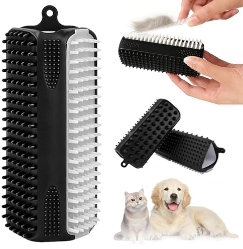 Tierhaarentferner Bürste für Hund Katze Kurzhaar, Weiche Silikon Hundebürste Katzenbürste, 3 in 1 Tierhaarbürste für Kleidung, Auto, Teppich, Haustier, Gummistriegel zum Entfilzen, Baden und Massieren