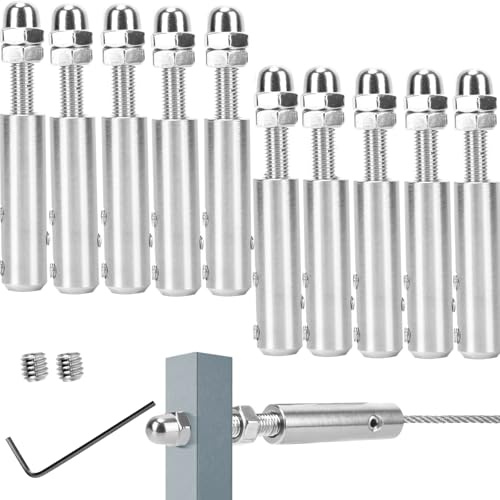 STFALI Terminal de cable de alambre de 4 mm, tensor de cuerda de alambre de acero inoxidable para fijación (6mm10pcs)