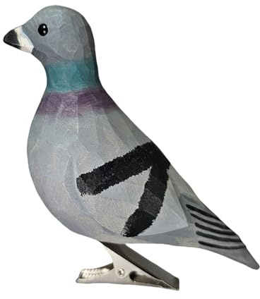 Clip-On Wooden Pigeon Ornament with Gift Box – Realistic Wooden Bird Decor for Tree, Wreaths & Centerpieces, Rustic Farmhouse Home Décor, Clip-On Bird Figure