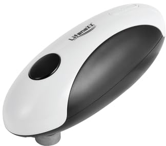 Lifenaxx Elektrischer Dosenöffner – Akku Dosenöffner mit USB-C Ladung – Ein-Knopf Bedienung & glatte Schnittkante – Magnet & Deckelheber – Für runde Konservendosen – 2-Farben Design - LX-062