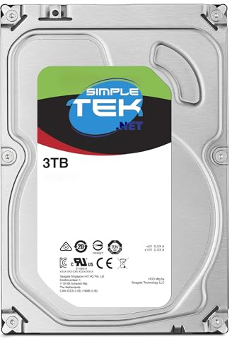 SIMPLETEK - Disco Rigido HDD Interno ad Alta Capacità 3 TB (3000 GB) da 3.5 SATA III per Computer Desktop e Workstation