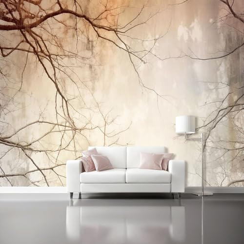 Fototapete Shabby Chic Zweige - Hellbraun Tapeten Wanddeko 150 x 105 cm Wandbild Moderne Wandtapete Büro Flur Vlies Tapete Wohnzimmer Schlafzimmer Dekoration