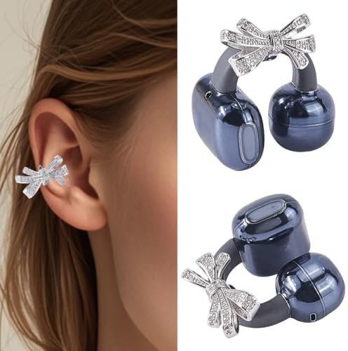craspire 2 pièce de Décorations en Strass en Forme de Nœud pour Écouteurs à Clip Accessoires Décoratifs pour Écouteurs en Alliage de Zirconium Boucles d'oreilles Amovibles et Raffinées