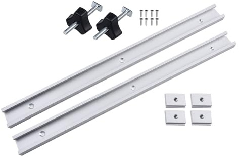FUBESK T-Schienen Set für Holzbearbeitungswerkzeuge, Aluminiumlegierung mit Schiebern und Griff, 400mm/500mm Länge, M6/M8 Schieber für Werkbank und Bohrmaschine