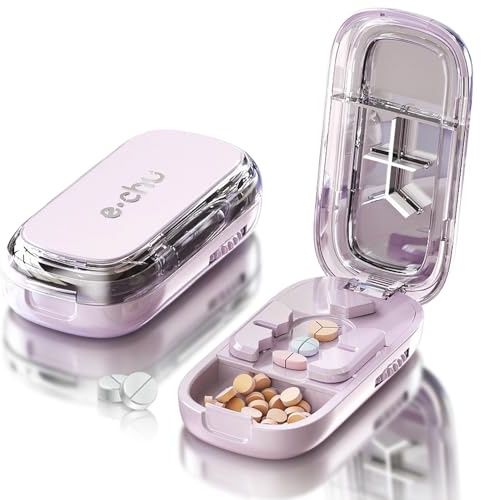 Pill Cutter Splitter for Small and Tiny Pills - Daily Pill Organizer with Professional Adjustable Cutter Splitter for Cutting Multiple Pills, Pill Case for Travel Purse Pocket (Pink)