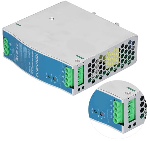 Aolidsive Fuente de Alimentación de Riel, Diseño de Aluminio, Salida de 120W 12V 10A, Ideal para Aplicaciones y Ambientes Industriales