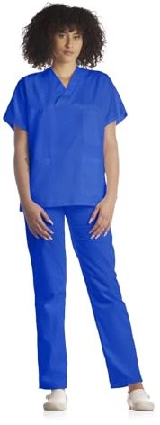 Tecno Hospital Divisa Completa ospedaliera Unisex, OSS, Estetica, Infertmiere, Casacca e Pantalone (Blu, S) (Blu, S)