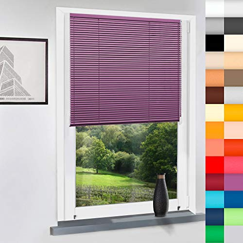 Aluminium Jalousie nach Maß, Endloskette, Kette, Monocomando, Maßanfertigung, für Fenster und Türen, Alu, Fenster, Klemmfix ohne Bohren (Lila, Höhe: 160cm x Breite: 120cm)