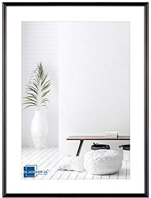 Bildershop-24 Kunststoffrahmen modern Bilderrahmen, (15 X 21 cm) DIN A5 schwarz, inkl. Tischaufsteller