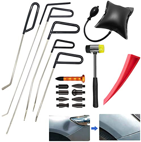 MENQANG HG01 Dent Removal Tool Set, Hail Kit, Paintless Dent Removal Puller Sets Car Door Dings Hand Tools (Pack of 6)