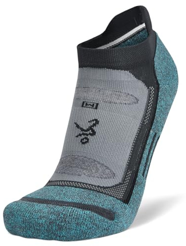 Balega Blister Resist Performance No Show Socks, Ultimate Anti-Blister Protection, Ergonomic Fit, Moisture-Wicking, Cushioned Comfort, Ideal for Running and Hiking, Grey/Blue - Small (UK Size 4-7)
