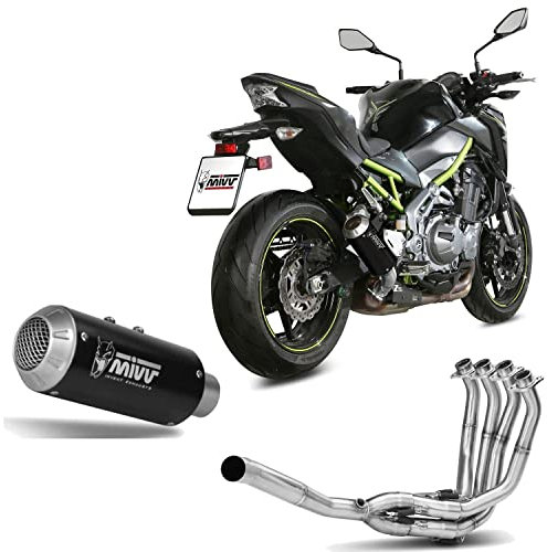 MIVV Auspuff und Dekat komplett mk3 Edelstahl schwarz Schalldämpfer Endschalldämpfer Sportauspuff Auspuffanlage kompatibel mit Kawasaki z900 z-900 2017 2018 2019