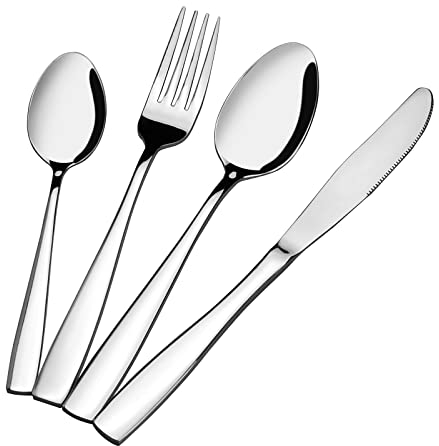 Yesdate 32 Piece Stainless Steel Flatware Silverware, Knife Spoon Fork Set, Service for 8