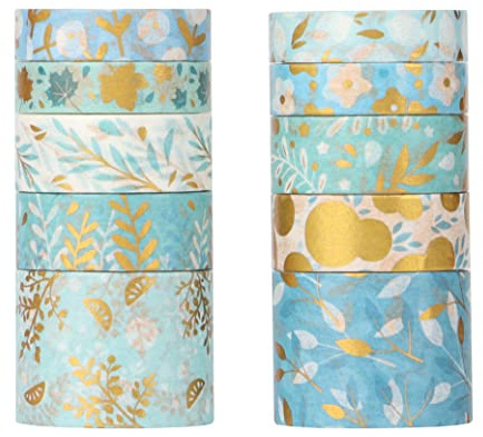 Washi Tape Set 10 Rollen - 30/15/10mm Breite, Garten Overture Thema, Japanisches Abdeckband (3m) Dekorieren Sie Ihr Scrapbooking, DIY, Geschenkverpackung, Bullet Journal, Kawaii Schreibwaren