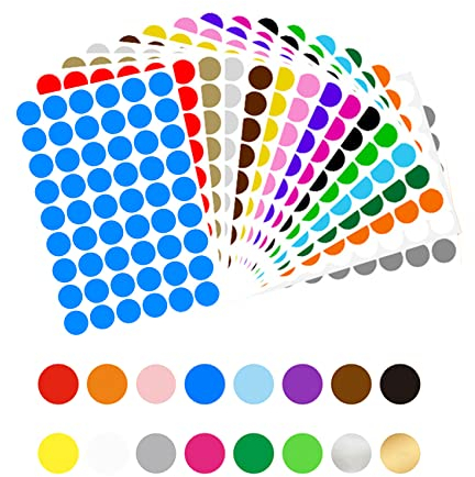 Jaimela 864 Stück 20mm Runde Punktaufkleber Klebepunkte Etiketten Markierungspunkte, 16 Farben Bunte Selbstklebende Klebepunkte Aufkleber