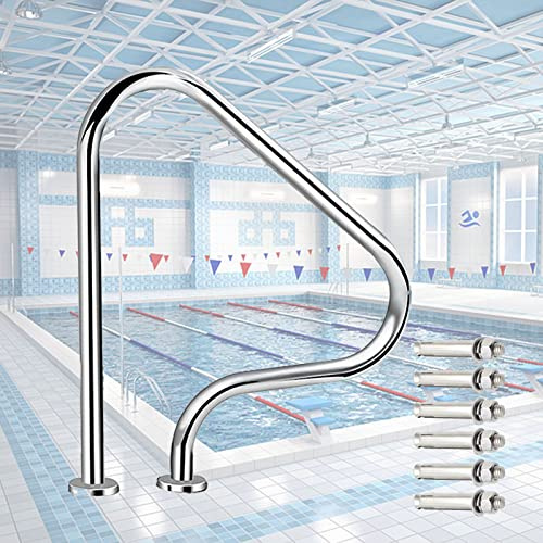 WORDFUN 1 Piezas Barandilla De Acero Inoxidable 304, Barandilla De Seguridad De Piscina, Riel De Piscina, Pasamanos Fácil Montaje, Barra De Escalera para Piscina, con Tornillos, Baranda De Piscina