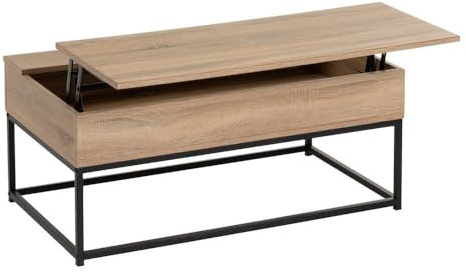 Mesa de centro elevable Urban metal negro y tablero roble de 100x55x40/53cm