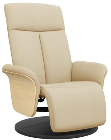 vidaXL Relaxsessel, Drehbar Sessel mit Liegefunktion, Fernsehsessel Verstellbare Rückenlehne Fußteil, Liegesessel Ruhesessel Polstersessel, Creme Stoff